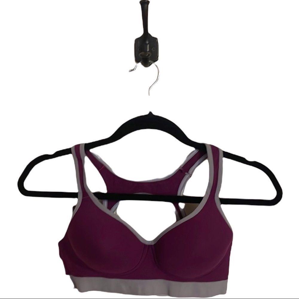 Youmita Purple Grey Sports Bra Padded Wire Free Size 34C